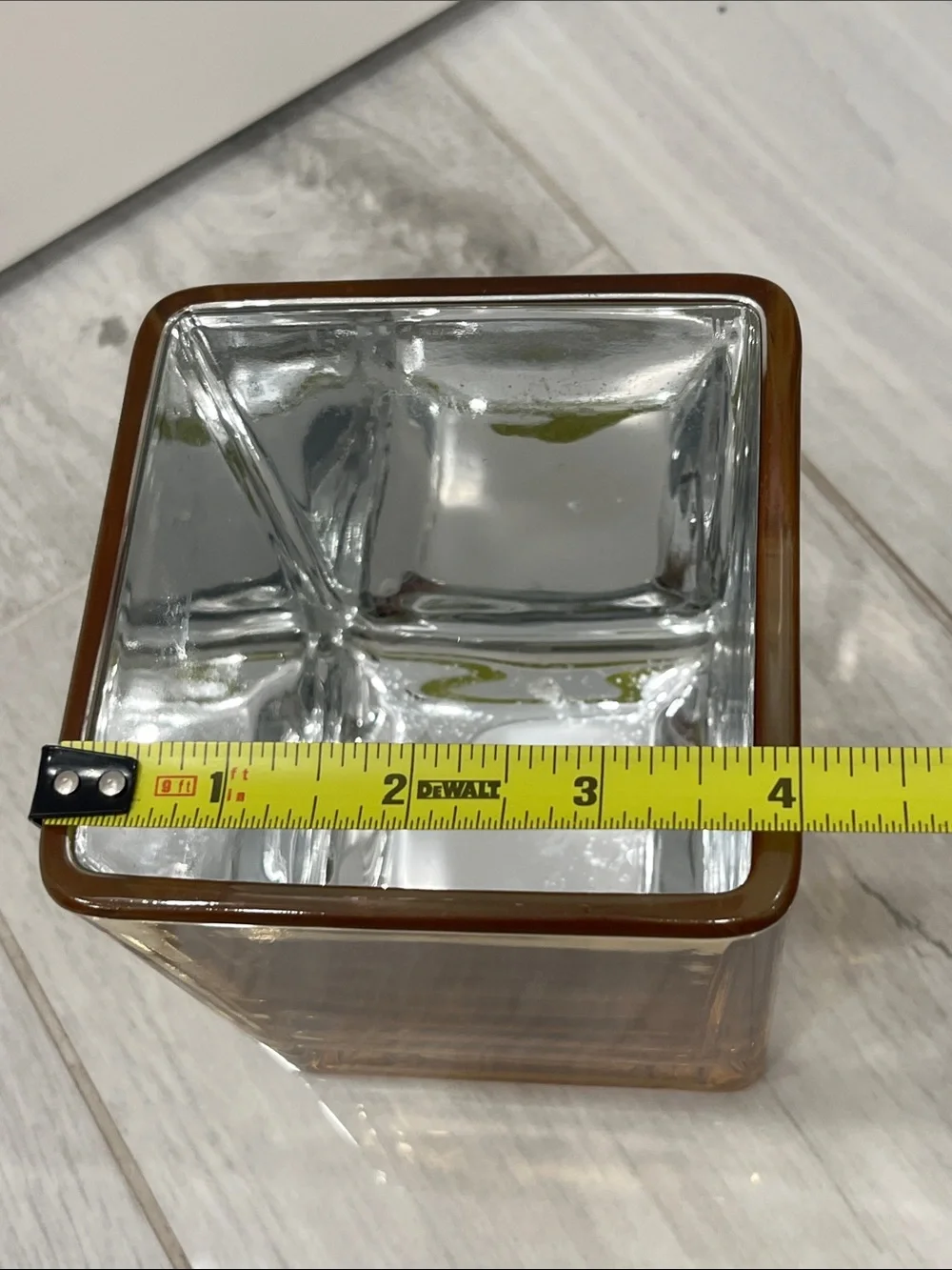 Amber/Gold Glass Square Vase - Home Accents